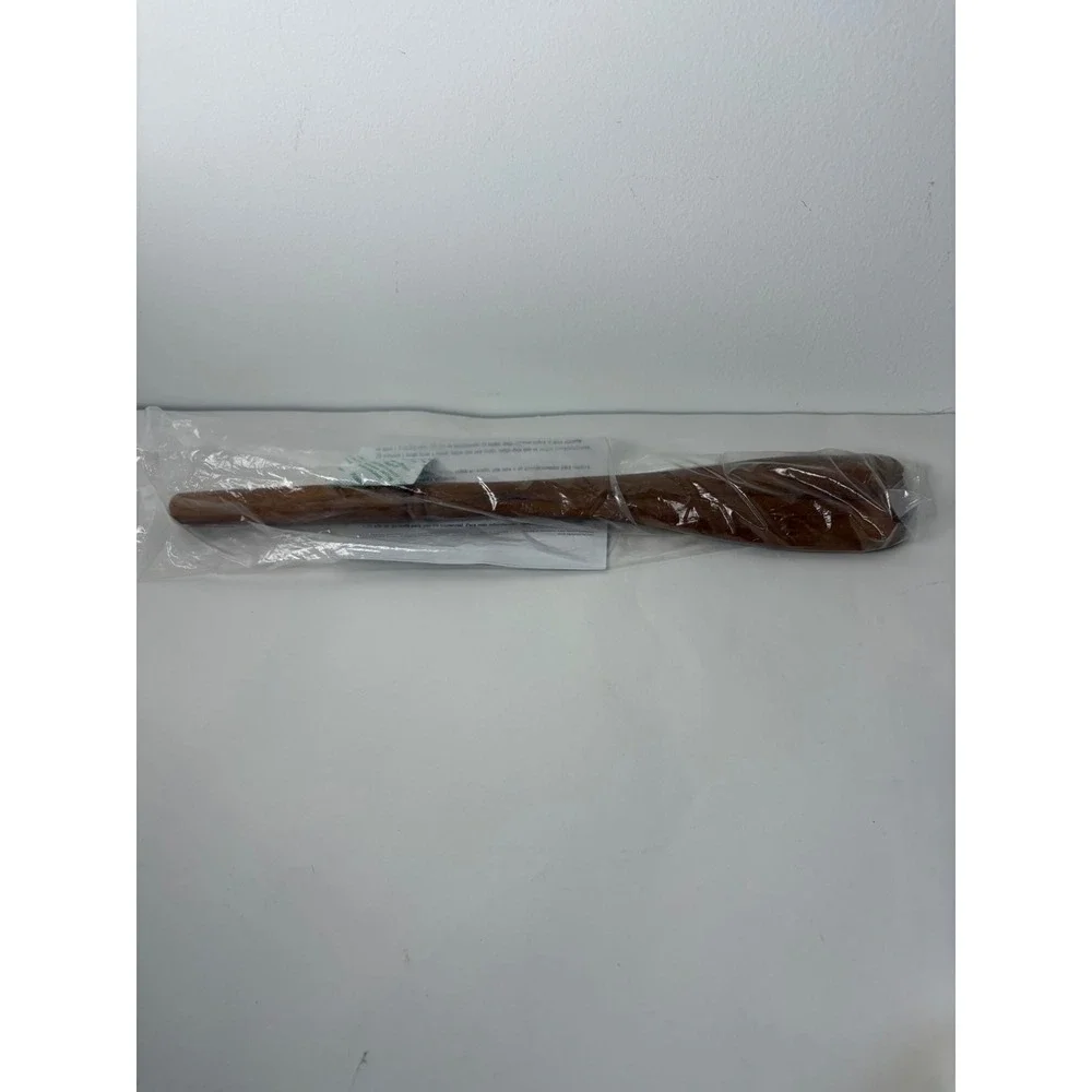 NEW Pampered Chef Teak Wooden Corner Spoon 2003 Brown Natural Finish Utensil